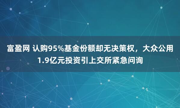 富盈网 认购95%基金份额却无决策权，大众公用1.9亿元投资引上交所紧急问询
