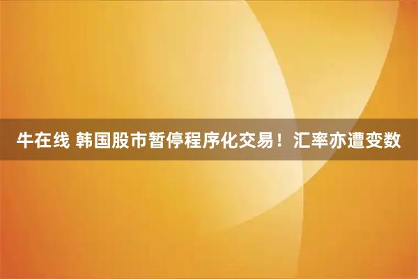 牛在线 韩国股市暂停程序化交易！汇率亦遭变数